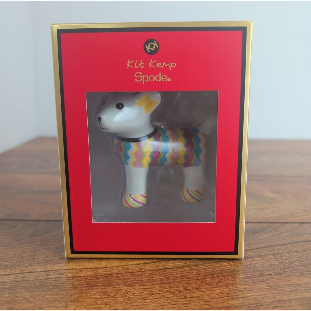 New Spode Kit Kemp Tiffany Pooch Patchwork Colorful Christmas Ornament Deco
